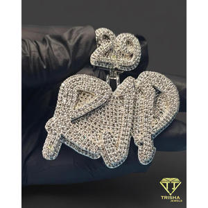 Moissanite Diamond <b>Iced</b> Out " RJP" Necklace Hip Hop Pendant Bling <b>Chain</b> Luxury Statement Jewelry Gift - Product Image 5