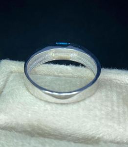 Blue Topaz <b>Mens</b> <b>Ring</b> Sterling <b>Silver</b> 14K Gold Plated Certified Wedding Band Square Cut December Birthstone Minimalist Engagement - Product Image 3