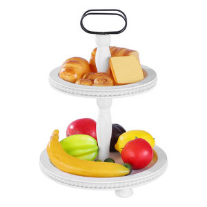 Premium <b>Wooden</b> Two Tier Tray Round 2 Tray with Metal Handle <b>Cupcake</b> <b>Stand</b> Party Kitchen and Dining Table Decorative Fruit <b>Stand</b> - Product Image 2