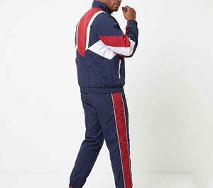 Ensemble de survêtement décontracté pour homme, imprimé bleu marine, rouge et blanc, manches longues, fermeture éclair, respirant, léger, sportif, coupe régulière, hiver - Product Image 5