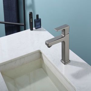 Rubinetto per lavabo/bagno monocomando grigio canna di fucile contemporaneo con 2 tubi da 2 9/16 pollici (Spedizione non in weekend) - Product Image 3