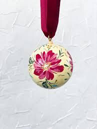 GM DEHQANI and SONS XM0133 Hand Painted Plastic <b>White</b> Modern Rose Floral <b>Christmas</b> Ball Ornament Hanging <b>Decoration</b> - Product Image 6