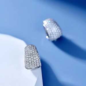 Wide Band Moissanite Round Cut Hoop <b>Earrings</b> with 925 Silver <b>Fine</b> Pave Set Jewelry Engagement for Women's Gift - Product Image 3