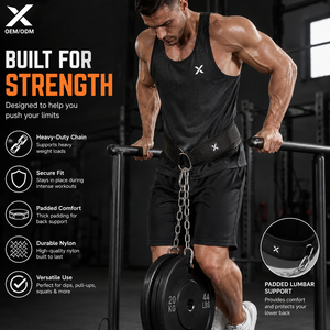 Custom Heavy Duty Nylon Dip <b>Belt</b> with Steel <b>Chain</b> Weight Lifting <b>Belt</b> Adjustable Gym Pull Up <b>Belt</b> OEM ODM Pakistan - Product Image 5