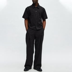 Best Quality Breathable Men's Pleated Wide Leg <b>Trousers</b> High Waist Formal <b>Black</b> Wool Blend Pants Autumn Wear Men's Dress Pants - Product Image 4