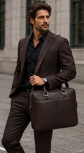 Gravs – sac messager noir en cuir véritable pour ordinateur portable, grand sac souple rétro pour bureau, travail quotidien, étanche, durable, portable - Product Image 4