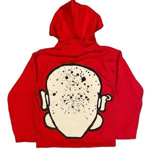 Sudadera con Capucha de Forro Polar Roja para Hombre, Ropa Urbana de Alta Calidad, Corte Regular, Ropa de Invierno, 100% Algodón - Product Image 2
