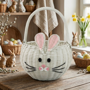 Rattan <b>Easter</b> <b>Basket</b>, Bunny <b>Gift</b> <b>Basket</b> with Ears from Natural Rattan for Egg Hunt, Party Favors & Kids Room Decor - Product Image 6