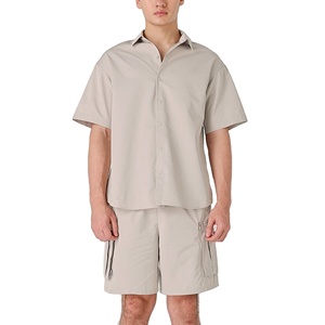 Conjunto de pantalones cortos cortavientos de alta calidad al por mayor transpirable a prueba de viento ligero 100% poliéster botón camisa conjunto corto 2026 - Product Image 1