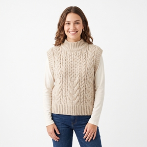 Women's Winter Chunky Knit Vest Cozy <b>Layering</b> Casual Knit <b>Top</b> OEM ODM Wholesale Factory Custom Logo Low MOQ - Product Image 2