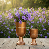 Vases en métal finition laiton de qualité supérieure, ensemble de 2 pièces, récipients à fleurs en forme de calice, pour mariage, fête, événements écologiques modernes, hôtels, intérieur