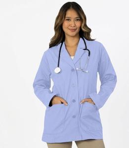 Bata de Laboratorio Unisex Azul Claro con Bolsillo para Estetoscopio, Uniforme de Hospital, Tejido de Algodón y Poliéster, Ajuste para Personal Médico - Product Image 1