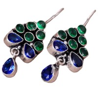 Boucles d'oreilles pendantes pour femmes, style bohème tribal ethnique, en argent oxydé, avec double pierre, cristal et strass, pour fiançailles, directement de l'usine
