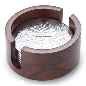 Decorative Coaster Sets for <b>Drinks</b> <b>Bar</b> Home Creative Splicing Wooden Polished Round Coaster Acacia Custom - Product Image 1