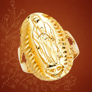 แหวนชุบทองสำหรับพระแม่มารีย์คริสเตียนสำหรับผู้หญิงผู้ชายประดับเพชรดีไซน์ทันสมัยขัดเงาสูงคลาสสิก - Product Image 3