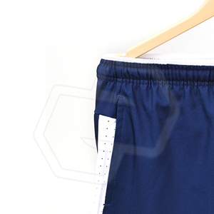 <b>Men's</b> Navy Blue Sport <b>Shorts</b> With <b>White</b> Side Stripes And Number Print Drawstring Waist Quick Dry Athletic Wear Premium Quality - Product Image 3