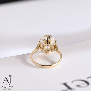 Anillo de Compromiso Redondo de Moissanita con Engaste de Puntas en Color Oro, Joyería para Mujer, Regalo para Boda o Fiesta - Product Image 4
