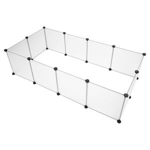 Parque de juegos portátil de plástico de 12 piezas para animales pequeños, jaula grande para cachorros, corral, tienda de campaña, platos y recipientes, diseñado para propietarios de mascotas - Product Image 4