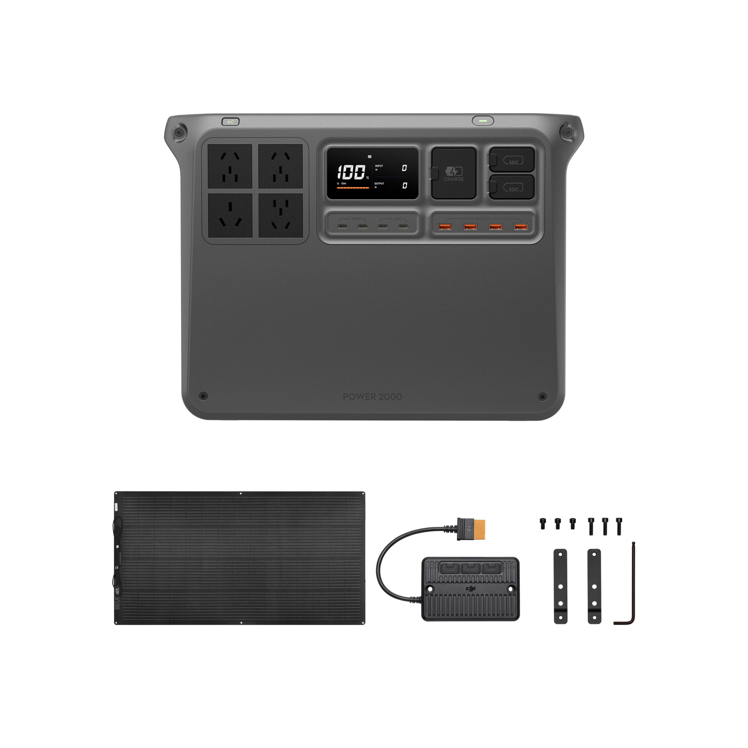 DJ Power 2000 avec panneau solaire flexible 200W - Combo de charge