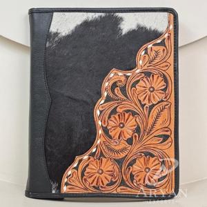 Hand Tooled Cow Leather <b>Document</b> Portfolio Cowhide File <b>Folders</b> Multi-function Business Portfolio Designer Portfolio <b>Folder</b> Case - Product Image 1
