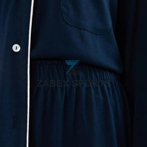 Ensemble de pyjama en satin polyester/coton pour femme, séchage rapide, respirant, doux, avec cordon de serrage, vêtements de détente et de nuit, vente en gros - Product Image 5