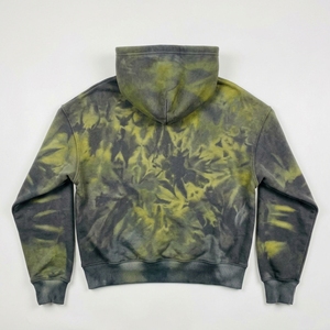 Sweat à capuche oversize vert tie-dye unisexe, streetwear, polaire, 100% coton, respirant, vintage, délavé, automne-hiver - Product Image 3