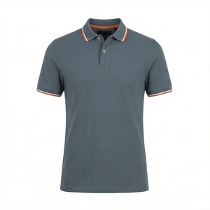 Polo piqué gris à manches courtes pour homme, design tricoté respirant, coupe classique, style décontracté - Product Image 1