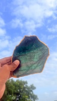 Fluorite Naturelle Multi-Colorée Non Façonnée, Plaquette Électroplaquée, Cristal Poli, Spécimen Minéral, Pierre Précieuse Décorative, Décoration d'Intérieur, Cadeau