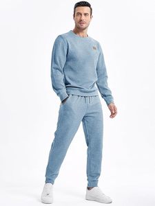 Pantalones Deportivos para Hombre, Color Azul Sólido, con Cordón Ajustable, Transpirables, de Algodón y Spandex, Corte Regular, para Otoño - Product Image 5
