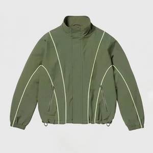 New Arrivals Custom Logo Green Mens Nylon <b>Wind</b> <b>Breaker</b> White Panel With Pant Set For Summer Active Wear Streetwear Zipper Jacket - Product Image 3