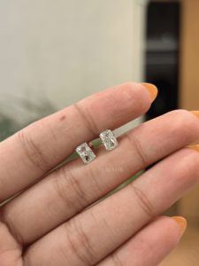 Modern 14k Gold Stud Earrings Featuring 0.938 Carat Radiant Cut Lab Grown Diamonds Geometric Open <b>Frame</b> Fine Jewelry For Women - Product Image 2