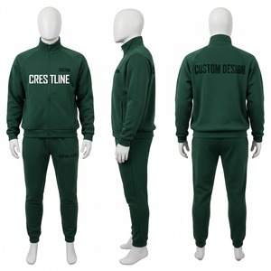 Conjunto Deportivo para Hombre Crestline, Manga Larga, Cierre Frontal con Cremallera, Logotipo Personalizado en Relieve, Bolsillos Laterales, Estilo Casual para Otoño - Product Image 2