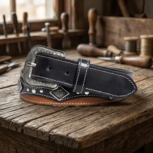 Ceinture en cuir de style ranch haut de gamme avec logo personnalisé, ceinture western, usine Divine International Inde - Product Image 6