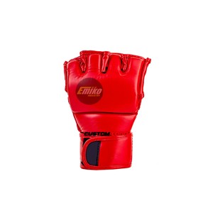 Guantes de MMA Emiko Industry Rojos de Medio Dedo, de Cuero PU, con Palma Abierta y Cierre de Velcro en la Muñeca, para Entrenamiento - Product Image 2