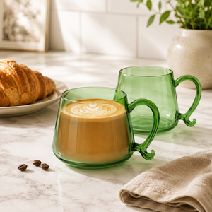 แก้วกาแฟ/ชา 300 มล. ทำมือจากแก้วบอโรซิลิเกต พร้อมโลโก้สั่งทำ สำหรับของขวัญองค์กรและชุดต้อนรับส่งเสริมการขาย - Product Image 3