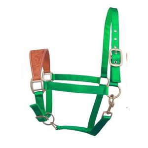 Harnais de cheval Green Bronc en nylon avec muserolle en cuir travaillé, réglable, durable, style western, harnais équestre pour cheval - Product Image 6