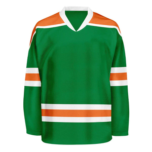 Camiseta de Hockey sobre Hielo Sublimada Personalizada para Hombre, Manga Larga, Cuello en V, Absorbe la Humedad, 100% Poliéster, Diseño a Rayas, Corte Regular - Product Image 2