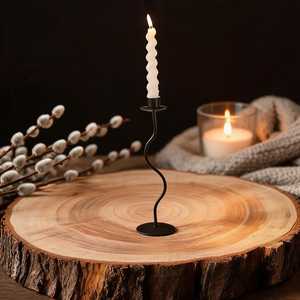 Minimalist <b>Black</b> Metal Candle Holder Curved Shape Wedding Centerpiece Table Decor <b>Candlestick</b> - Product Image 6