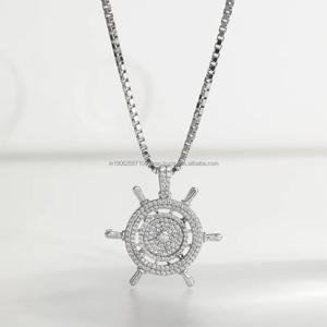 VVS Lab Grown Diamond Iced Out volant boussole pendentif en argent sterling 925 bijoux Hip Hop - Product Image 1