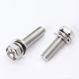สกรูหัวหกเหลี่ยมสแตนเลส M3 M4 304 พร้อมแหวนรองแบบแบนและแบบสปริง ชุด 3 ชิ้น - Product Image 4