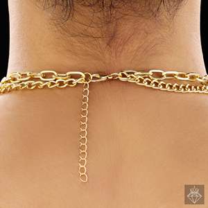 PRAO Bold & Gold Collar de cadena en capas con doble anillo antideslustre Collar de moda con diseño único - Product Image 5