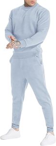 Ensemble de survêtement décontracté pour homme, bleu clair uni, avec capuche, pantalon de jogging, respirant, séchage rapide, coton, vêtements d'hiver, longueur intégrale - Product Image 2