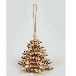 Wooden Tree <b>Christmas</b> Ornament Handicraft Traditional Design - Product Image 1