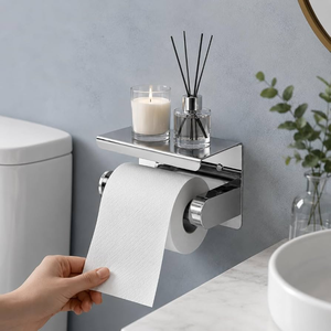 Stainless Steel Wall Mounted <b>Toilet</b> Paper Holder Modern Bathroom Tissue <b>Roll</b> Rack with Dustproof Cover use - Product Image 5