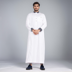 Men Black Polyester Thobe Long Sleeve Ankle Length Sweetheart Neckline Embroidered Breathable Casual Daily Wear Evening Party - Product Image 3