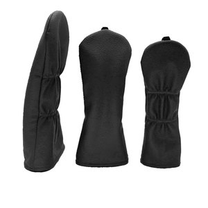 Solid Black Neoprene <b>Golf</b> Headcover Elastic Band Closure Waterproof Protective Cover for Drivers and Irons - Product Image 1