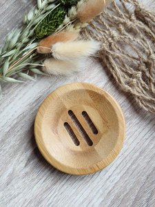 Curio Craft Round <b>Bamboo</b> <b>Soap</b> <b>Dish</b> Modern Minimalist Design Anti-Slip Easy to Clean Bathroom Accessory - Product Image 5