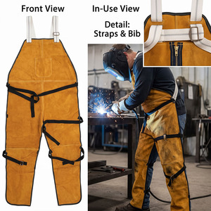 Premium Cowhide Split Leather Welding Trouser CE Certified Fire Resistant Anti-Cut Heat Resistant Anti-Static <b>SAFETY</b> - Product Image 2