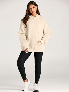 Sweat-shirt à capuche oversize en polaire épaisse pour femme, grande taille, manches longues, anti-boulochage, respirant, hiver, automne, décontracté - Product Image 1
