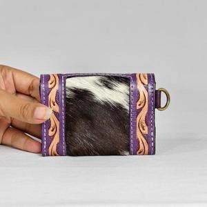 Vintage Genuine Leather Wallet With Geometric Pattern Button Closure Single Strap Portable Daily Use All Seasons - Product Image 4